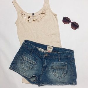 Light Washed Denim Pocketed Shorts